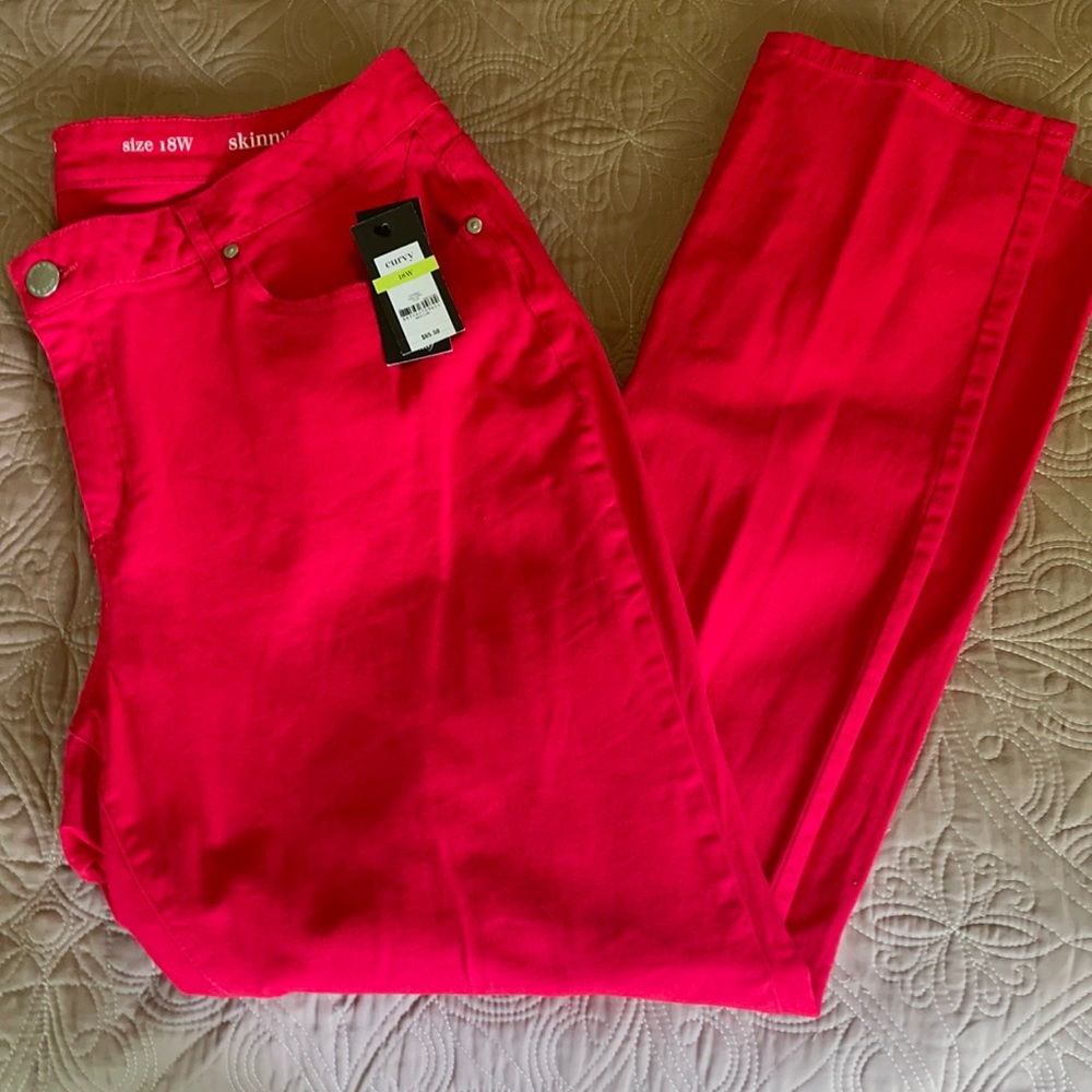 NWT Crown Ivy Plus Skinny curvy jeans, 18W, coral
